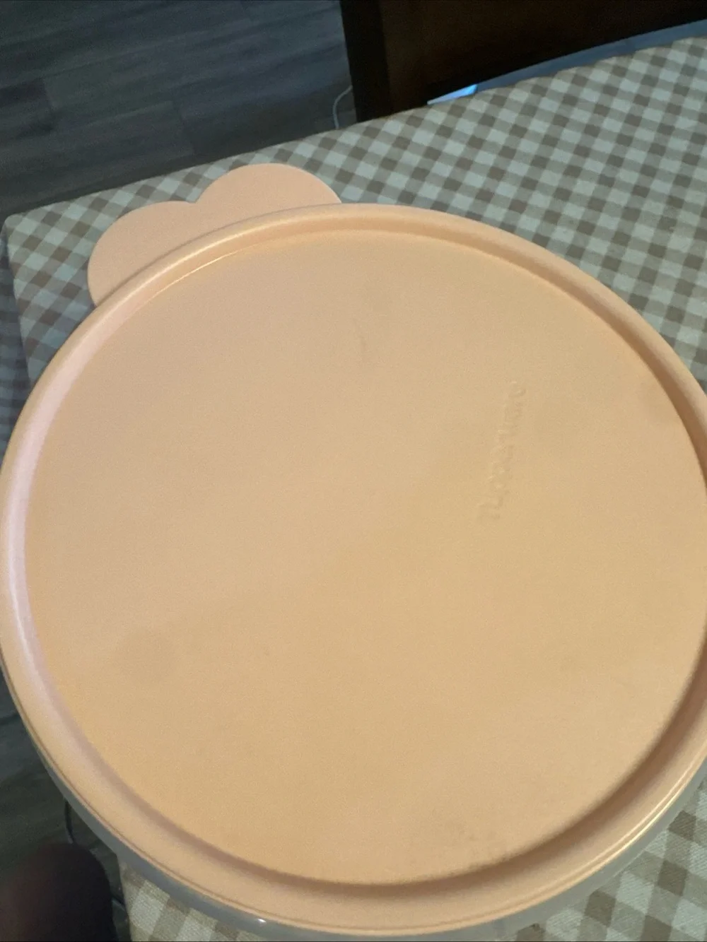 Peach-Lid Plastic Food Storage Bowl - Airtight Container